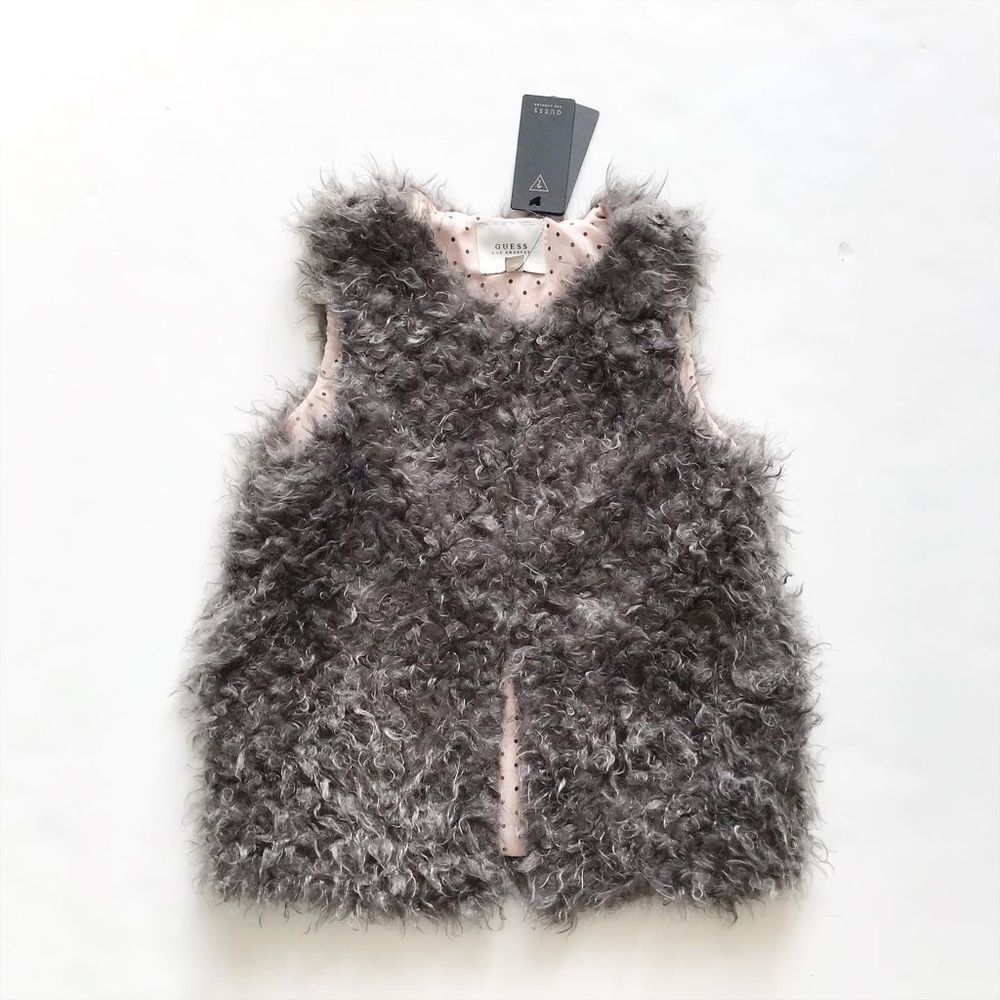 Guess NWT gray soft lined teddy vest 8Y